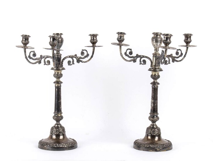 Pair of Italian silver candelabra - Naples, circa 1830...