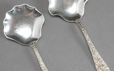 Pair of Stieff Repousse Sterling Silver Bon Bon Spoons, 2.4 oz