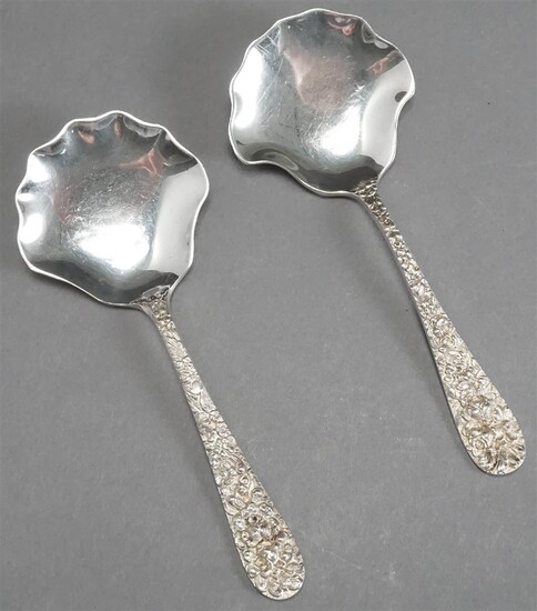 Pair of Stieff Repousse Sterling Silver Bon Bon Spoons, 2.4 oz