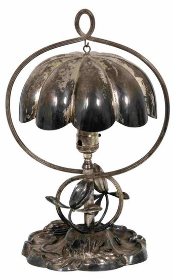 Pairpoint Silver Plated Water Lily Desk Lamp