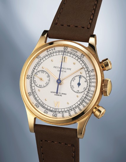 Patek Philippe, Ref. 1463 A rare, attractive and very well-preserved yellow gold chronograph wristwatch