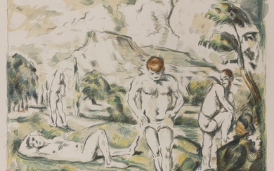 Paul Cézanne (1839-1906) Les Baigneurs (grande planche). 1896-1897. Lithographie. 515 x 415. Cherpin 7 ;...