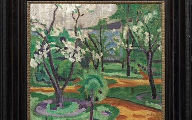 Paul Kother (1878 Leipzig - 1963 Weimar) Parc au printemps Œuvre expressionniste de Kother, qui...