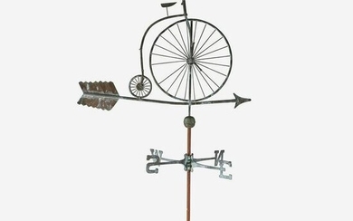 "Penny-farthing" copper weathervane, 20th century