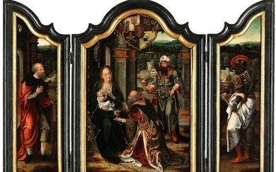 Pieter I Coecke van Aelst, 1502/07 Aalst – 1550 Brüssel, zug., TRIPTYCHON MIT ANBETUNG DER KÖNIGE IN BETHLEHEM