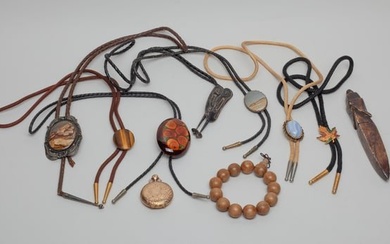 Pocket Watch, Chinese Stone & Bolo Ties