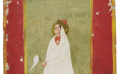 Portrait of a Lady cloaked in white, Kishangargh, Rajasthan, North...