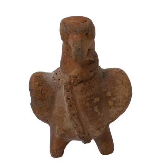 Pre-Columbian Bird Snake Figure Rattle Pottery Figure