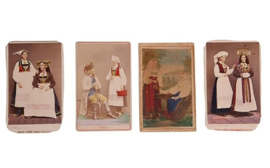 RARE ANTIQUE SWEDEN PAINTED CABINET PHOTO CARDS