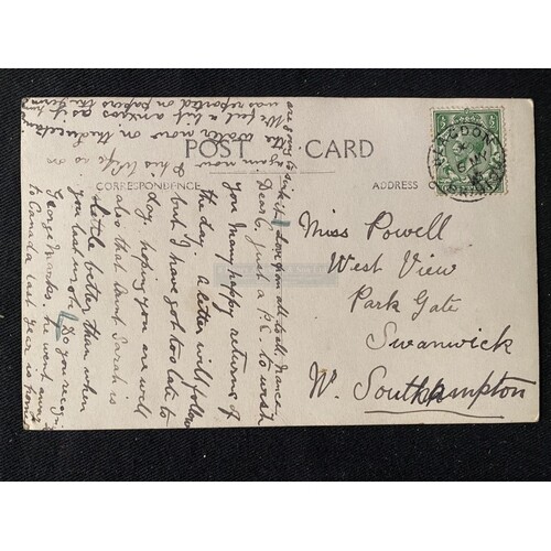 R.M.S. LUSITANIA: Rare postcard dated May 5th 1915 to a Miss...