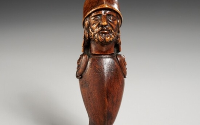 Rare carved treen knight figural whistle