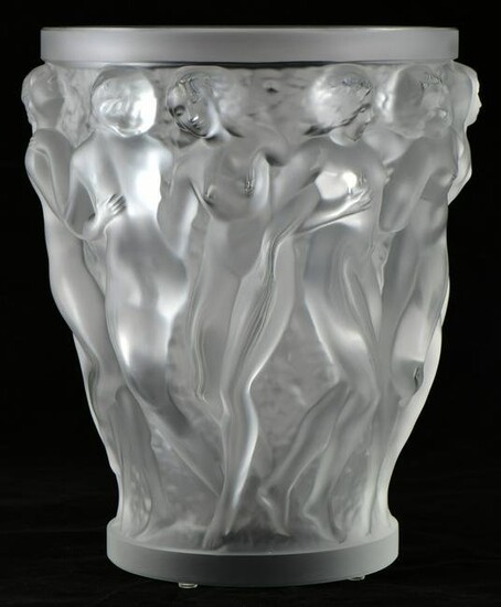 René Lalique Frosted Crystal "Bacchantes" Vase