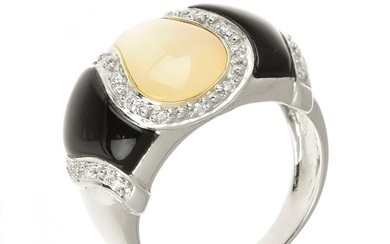 Ring - White gold Diamond - Onyx