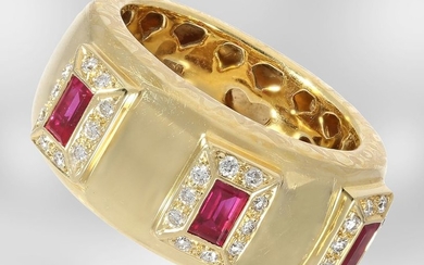 Ring: unique yellow gold ring with rubies and...