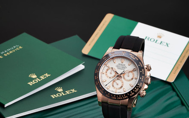 Rolex. A Fine Pink Gold Chronograph Wristwatch with Ceramic Bezel