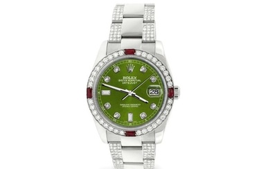 Rolex Datejust 36mm 4.5Ct Diamond Bezel/Bracelet/Royal Green Dial 116200 Watch