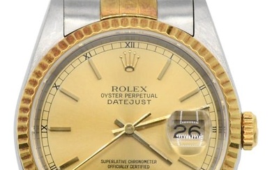 Rolex Datejust, Reference 16233, 18K Gold & Stainless Steel Wristwatch, Circa 1991