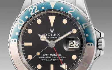 Rolex, Ref. 1675 A fine and attractive stainless steel dual-time wristwatch with center seconds, date, MK1 dial, bracelet, guarantee and presentation box