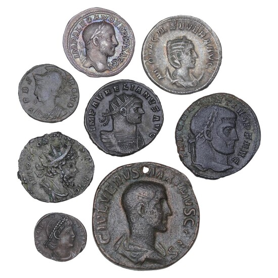 Roman Empire, collection of coins from among others Severus Alexander, Maximus, Otacila...