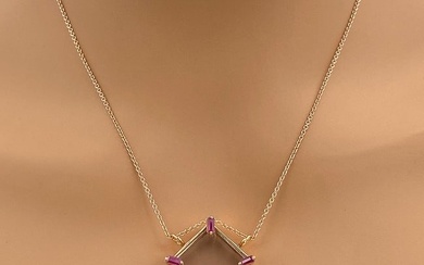Ruby And 14k Rose Gold Pendant Necklace