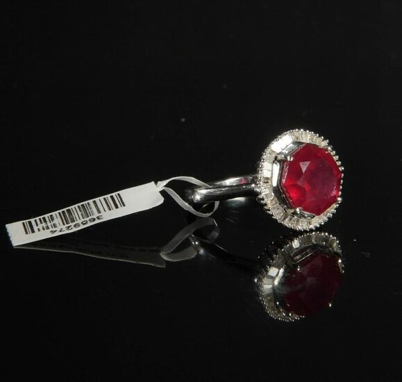 Ruby and Diamond Ring in Sterling