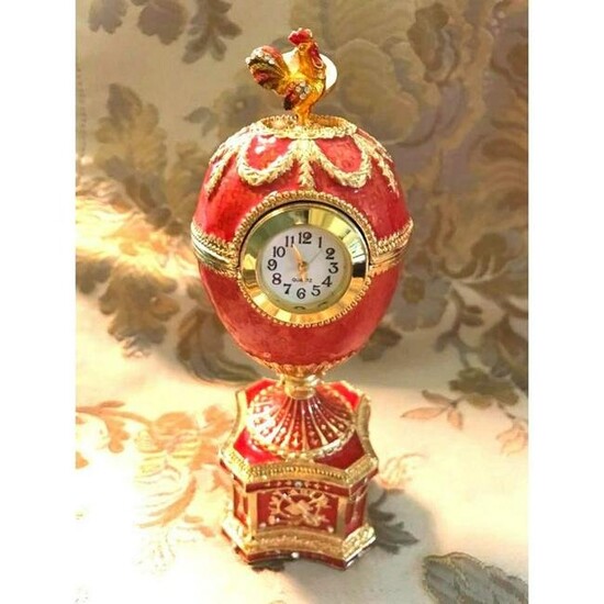 Russian Chanticleer Trinket Jewel Box Clock