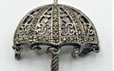 STERLING And MARCASITES Umbrella Brooch / Pendant