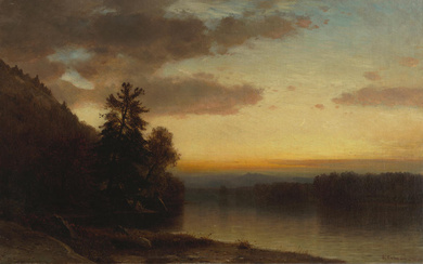 Samuel Colman (1832-1920) Evening Landscape 15 1/8 x 24 1/8...