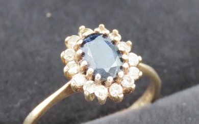 Sapphire and Diamond Ladies Cluster Ring Mounted in 9 Carat ...