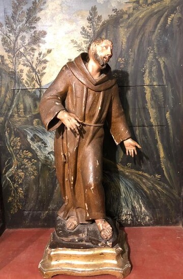 Sculpture, St. Francis of Assisi (53 cm.) - Wood - First half 18th century