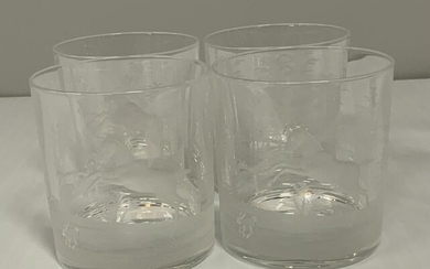 Set of (4) SPC Hungarian Crystal Hand-Etched Tumblers