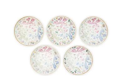 Set of five Chinese famille rose 'phoenix' plates Qing dynasty, 19th century...
