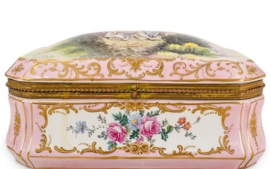 Sevres Style Fine French Porcelain & Gilt Bronze Dresser Box