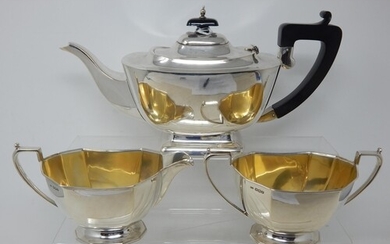 Silver 3 Piece Matched Tea Service Comprising Teapot Hallmar...
