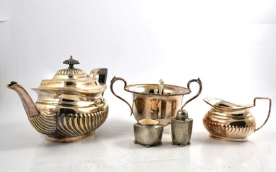 Silver-plated coffee and teasets, cutlery, and other plated and pewter wares.