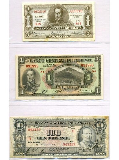 Six (6) Bolivian Bank Notes