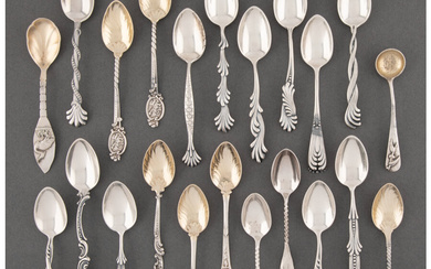 Six Gorham Mfg. Co. Silver Spoons and Sixteen George W. Shiebler Silver Spoons (late 19th century)