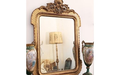 Small mirror in carved and gilded wood and tablet end of the 19th century
