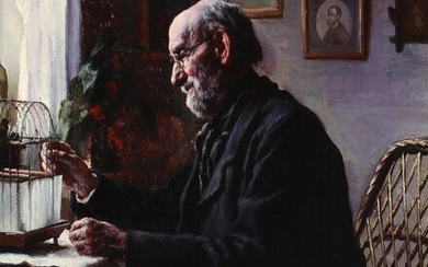 SOLD. Sophus Vermehren: Interior with an old man. Signed S. Vermehren. Oil on canvas. 41 x 33.5 cm. – Bruun Rasmussen Auctioneers of Fine Art