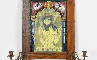 Spanish Colonial Style Reverse Painting on Glass