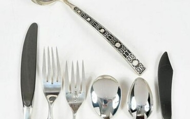 Spanish Tracery Sterling Flatware, 67 Pieces