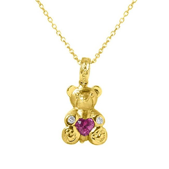 Stambolian Yellow Gold Small Teddy Bear Pendant with