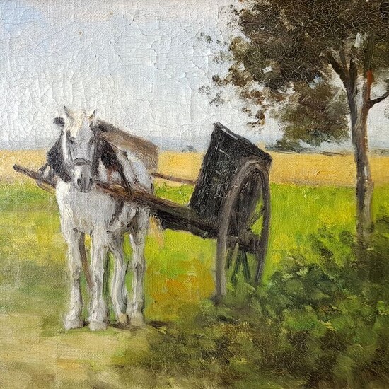 Stanislas Victor Edouard Lepine (1835-1892) - Cheval dans les champs