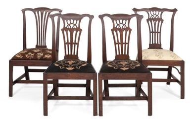 ASSEMBLED SET OF FOUR CHIPPENDALE SIDE CHAIRS America,...