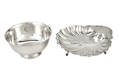 Sterling Silver Shell-Form Dish and a Revere-Form Bowl