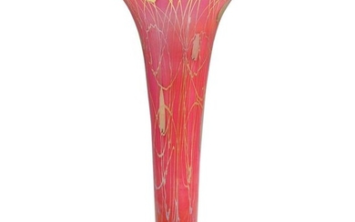 Steuben Red Aurene Footed Floriform Vase