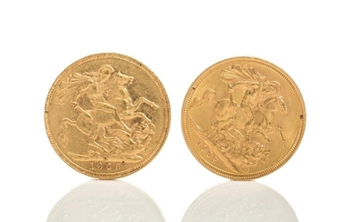 TWO ENGLISH SOVEREIGN GOLD COINS, 15g
