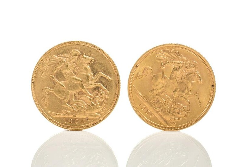 TWO ENGLISH SOVEREIGN GOLD COINS, 15g