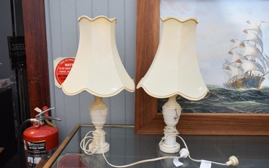 TWO MARBLE BASED TABLE LAMPS