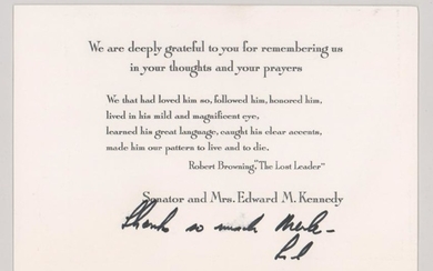 Ted Kennedy Signed Thank You Card